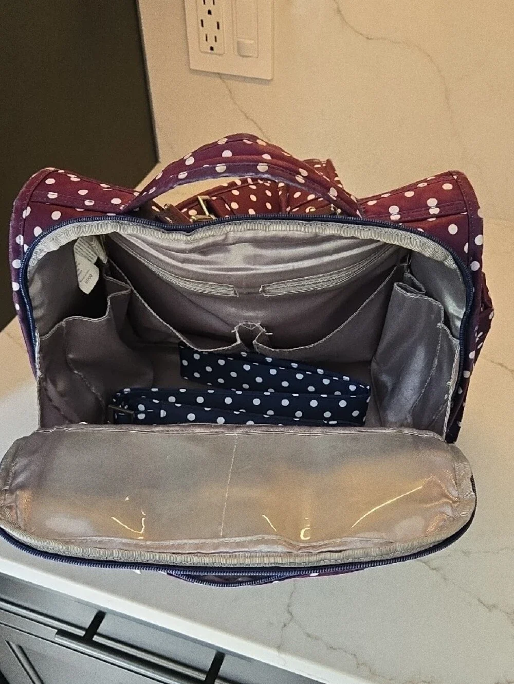Ju-Ju-Be Purple/Navy Polka Dot Baby Bag